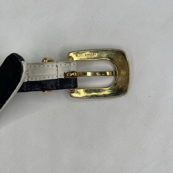 Carlisle Vintage Black White Leather Waist Belt Size L retro cool, chic, stylish main image 4